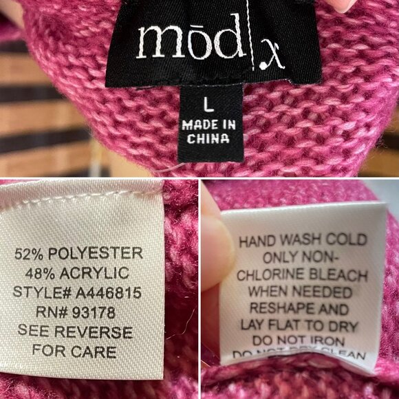 Mod X Long Sleeve Sweater Womens size L with Faux Pearl Embellishments - Picture 4 of 7